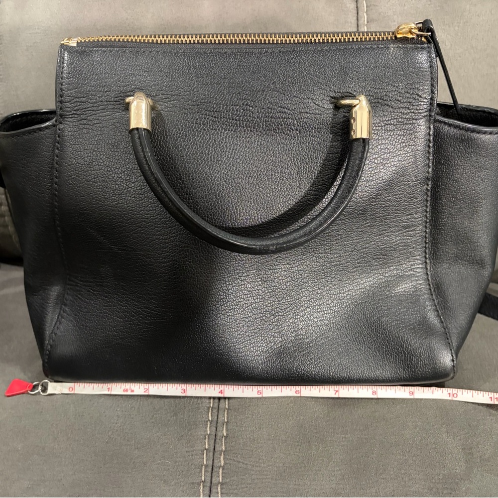 Kate Spade Leopard Print and Black Leather Satchel With Long Strap - Picture 3 of 7